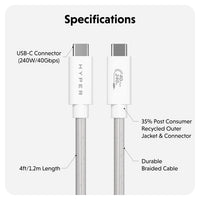 HyperDrive Next USB4 Type-C Performance Cable (1.2m/4ft)