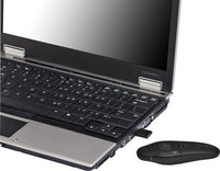 Targus Wireless Presenter with Laser Pointer showing 2.4GHz Wireless Type-A Receiver plugged into Laptop