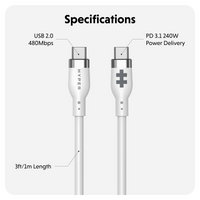 HyperJuice 240W Silicone USB-C to USB-C Cable (3ft/1m)