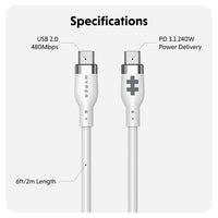 HyperJuice 240W Silicone USB-C to USB-C Cable (6ft/2m)