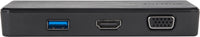 Targus USB 3.0 & USB-C Dual Travel Dock showing USB 3.0 Type A, HDMI, and VGA Ports