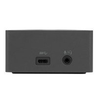 Targus USB-C Universal Dual Video 4K Docking Station with 100W Power showing 2.1 Amp USB-C 3.1 Port and Combination 3.5mm Audio Port 