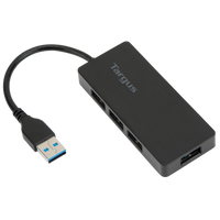 Targus 4-Port USB 3.0 Hub showing USB 3.0 Type-A Host Connection Cable and x4 USB 3.0 Ports