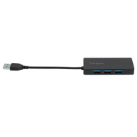 Targus 4-Port USB 3.0 Hub showing USB 3.0 Type-A Host Connection Cable and x3 USB 3.0 Ports