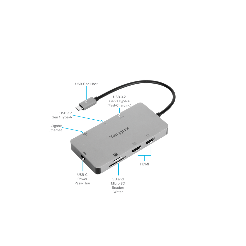 USB-C Dual HDMI 4K Docking Station with 100W PD Pass-Thru