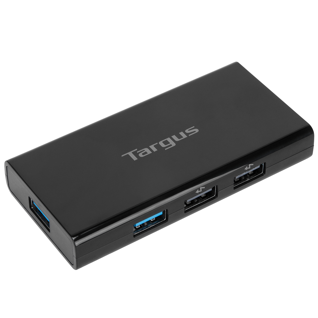 Targus 7-Port USB 3.0 Powered Hub with Fast Charging showing 2x USB 3.0 Fast Charging Ports and 2x USB 3.0 Standard Ports